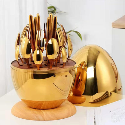 🍴 GoldenEgg™ Set de Cubiertos – 24 Piezas
