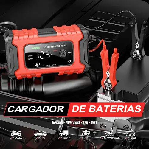 ⚡ PowerCharge™ – Cargador Inteligente Para Baterías de Carro y Moto 🔋❤️