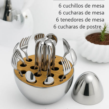 🍴 GoldenEgg™ Set de Cubiertos – 24 Piezas
