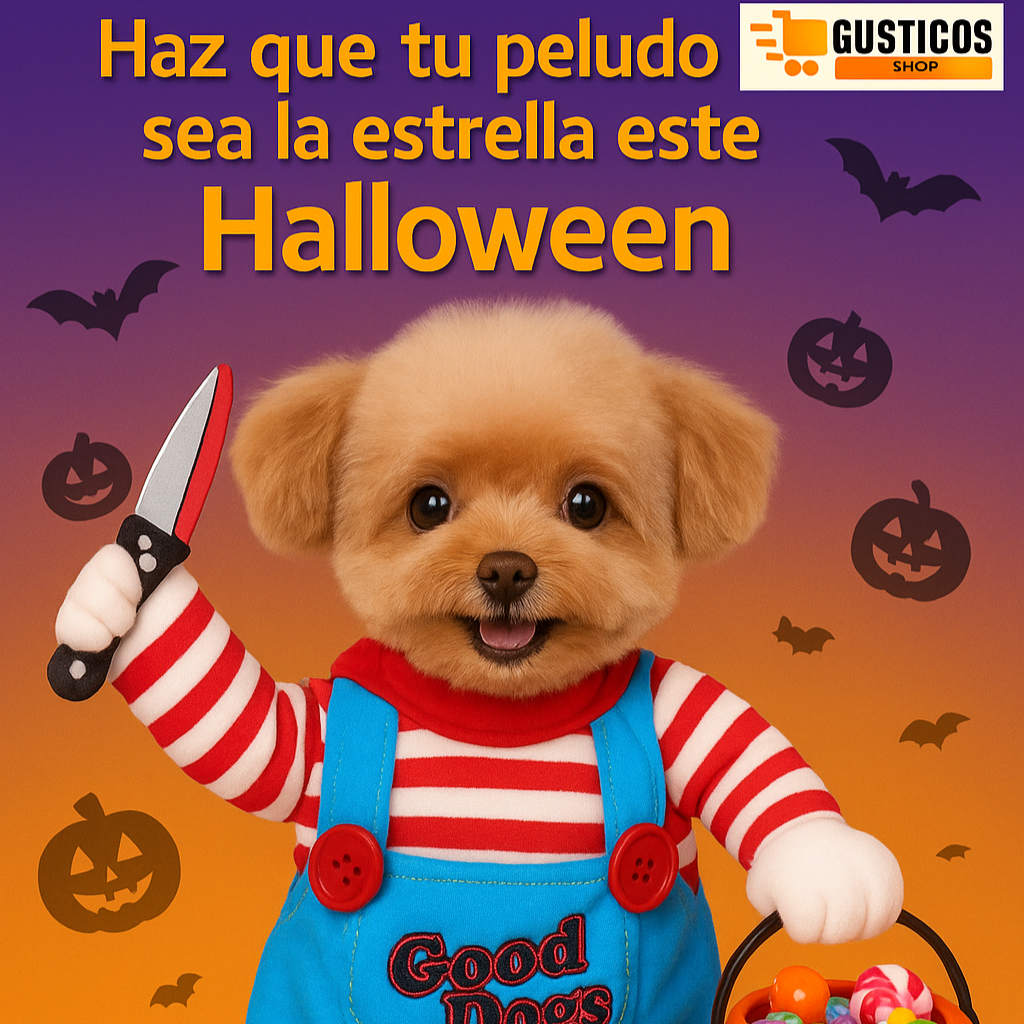 🎃 Chucky Costume™ – El disfraz oficial de Halloween para tu mascota